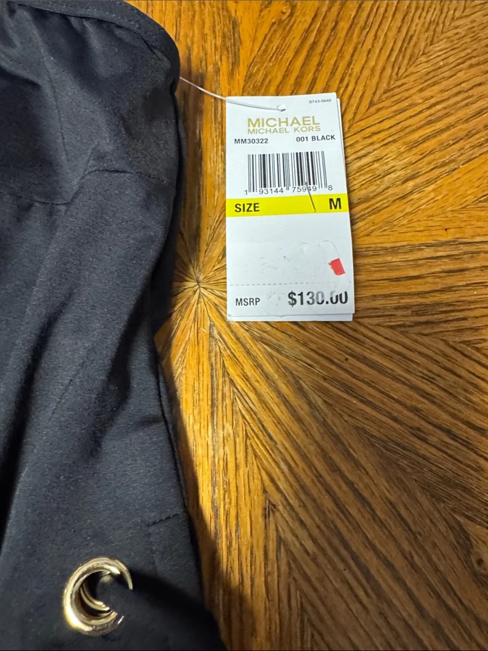 Michael Kors NWT M Black TIE SIDE GROMMETS Adjustable underwire TANKINI TOP